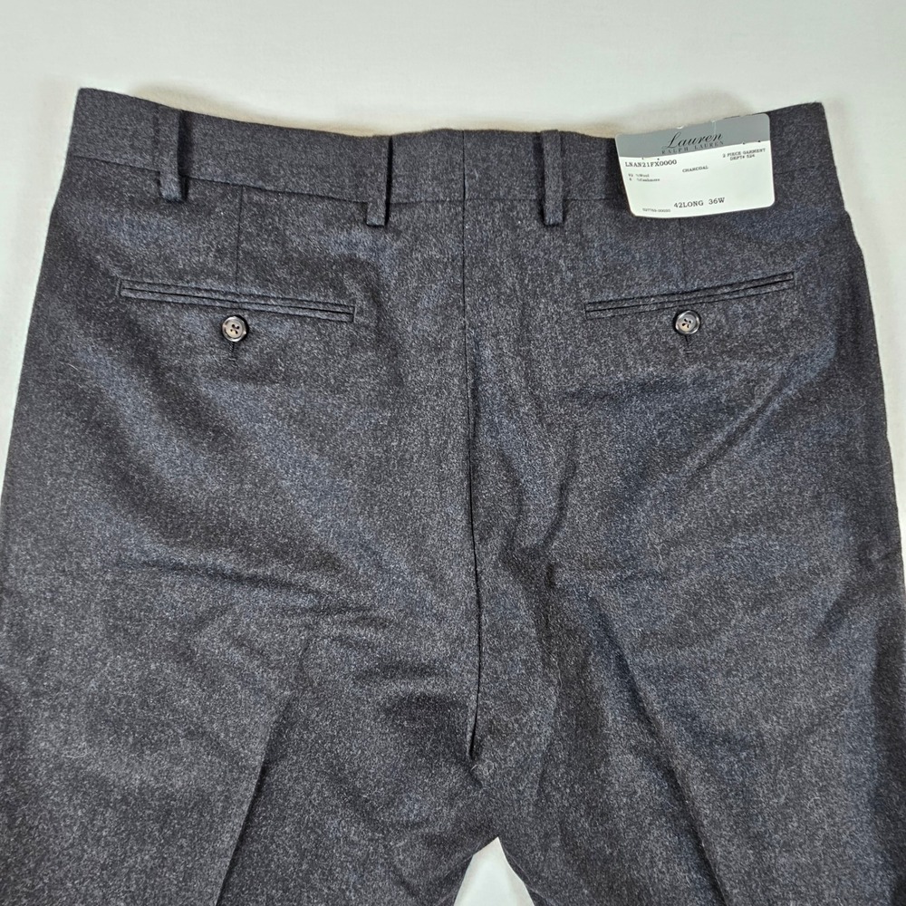 Lauren Ralph Lauren Dress Pants Mens 36W Charcoal Wool Cashmere Unhemmed